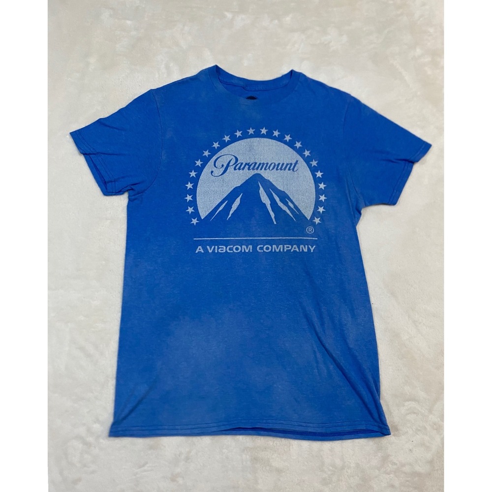 Paramount Pictures Graphic T-Shirt Small Blue Viacom Movie Logo Crewneck Tee